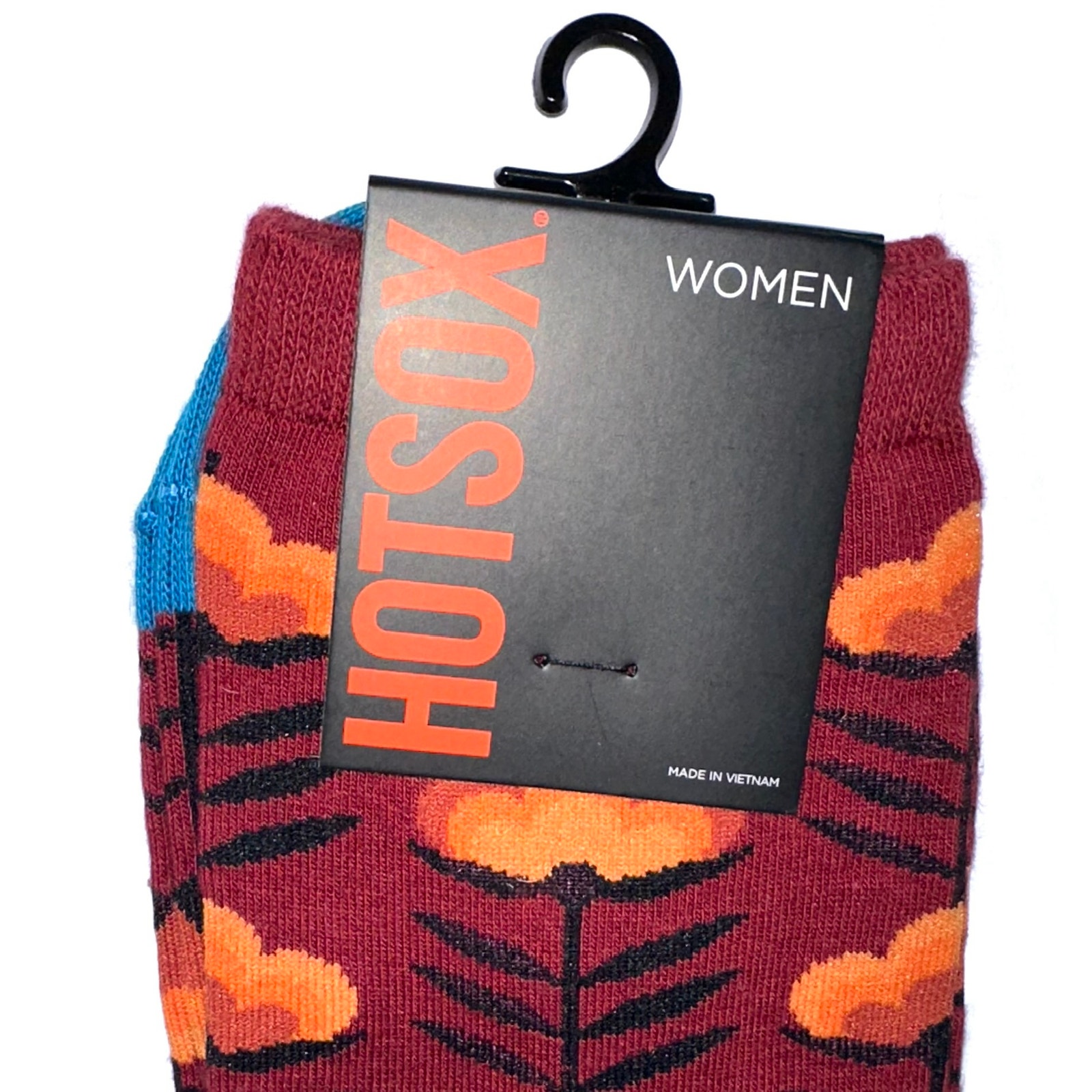 Nwt Hotsox Wine Red Retro Floral Crew Socks Fits Women’s Shoe Size 4-10.5 — image 4 of 7